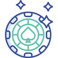 Spade Playing Card Symbol Chip Icon With Sparkles And Shiny Effects On Transparent Background