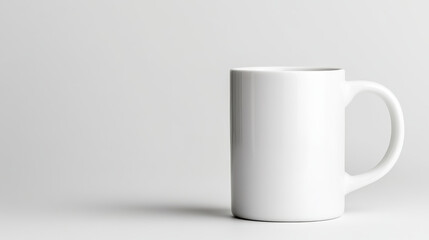 Obraz premium White coffee cup mockup on minimalist neutral background, clean serene composition