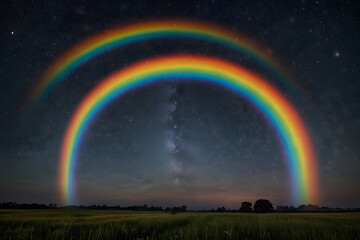 rainbow in the night sky