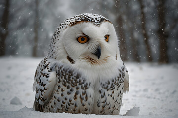 snowy owl closed up