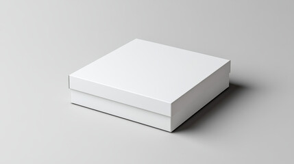 Fototapeta premium White packaging box mockup neutral background, minimalist product presentation with soft shadow