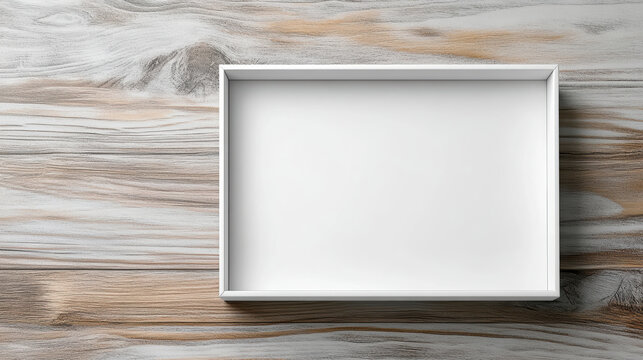 White drawer box mockup clean matte surface on wooden table conveying minimalist calm