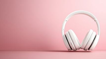 White headphone pink background modern minimal headset stylish audio