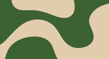 Abstract background with organic wavy shapes in green and beige colors.