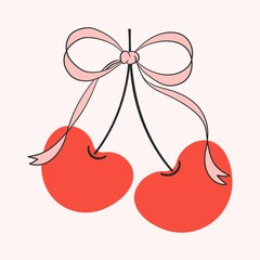 Valentine day valentine with cherry and bow design elements