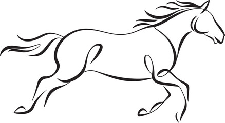 horse line drawing vector minimal running motion design