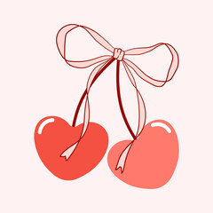 Valentine day valentine with cherry and bow design elements