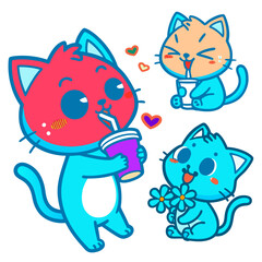 Cute kawaii kitten sticker