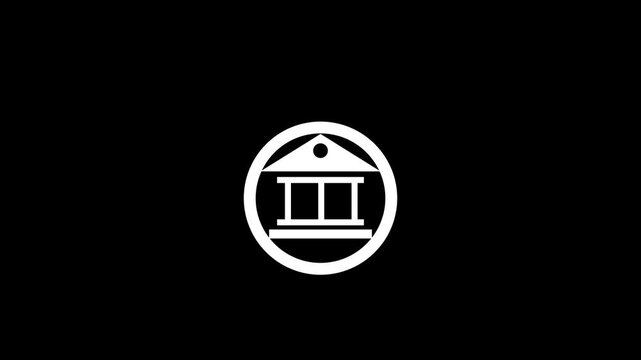 Library building, house, icon Building black background .4k Video animation