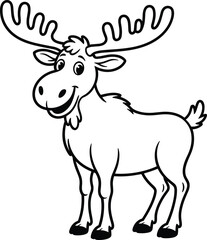 Moose Wildlife Silhouette Pattern with Forest Animals and Nature Elements