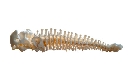 Lumbar spine model illustrating herniated disc and spinal nerves, PNG, isolated on transparent background.