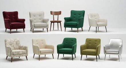 Obraz premium Armchairs showcase variety in a modern furniture showroom