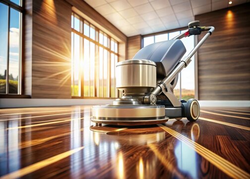 Heres the output for the input concept Floor cleaning machine polishing wood floor  A hightech floor cleaning machine meticulously polishes a bea