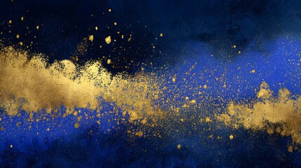 Abstract Gold and Blue Glitter Explosion Background.