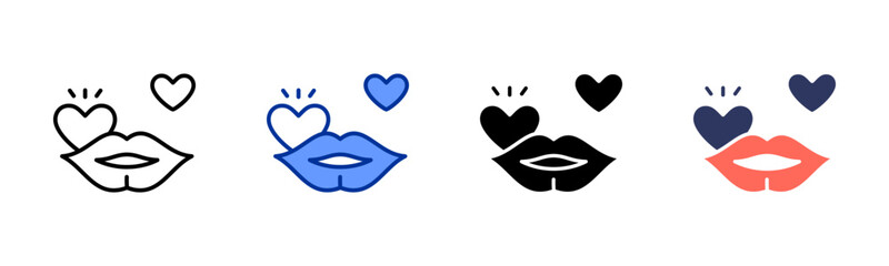 Kiss icon set multiple style collection