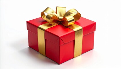 Fototapeta premium Bright Red Gift Box with Golden Ribbon for Special Occasions