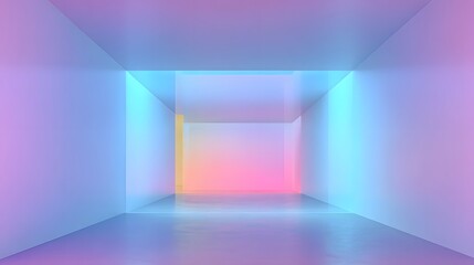 Fototapeta premium Abstract Neon Light Tunnel with Gradient Colors.