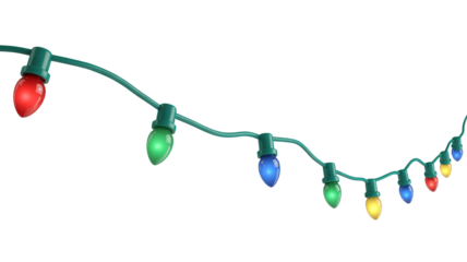 Colorful string lights glow, perfect for festive celebrations year round