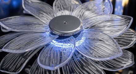 Close-up of a glowing blue