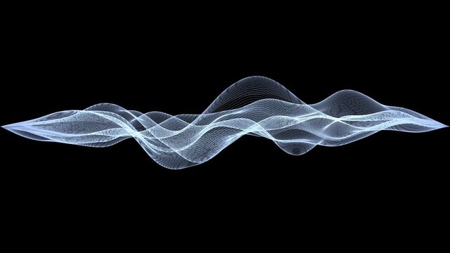 Abstract background. White particle animation seamless loop on black background. Can be used in background elements related to technology or energy. 3D Render.