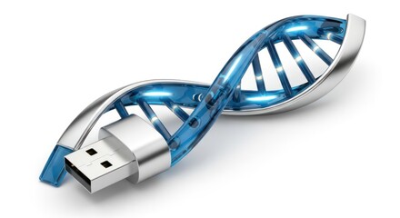 USB flash drive with blue DNA double