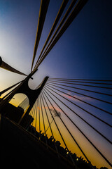 Sunset at Ponte Estaiada in Sao Paulo