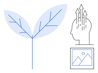 Sustainable growth concept. Sustainable development through nature, creativity, and innovation. Sustainable ideas connecting ecology with human progress. Ideal for education, environment, business