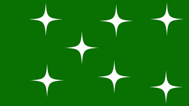twinkling Star animation,white cartoon,flat,vector, doodles style stars blinking effects with Alpha channel on green screen background.4K