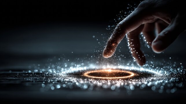 Touching the future with a glowing fingertip, activating innovation, a stunning visual for technology, business, and futuristic concepts
