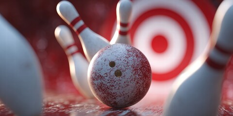 Bowling strike concept. Blue Bowling Ball hits bowling pins. Transparent background strike, icon, pin, ball, bowling, illustration, ten