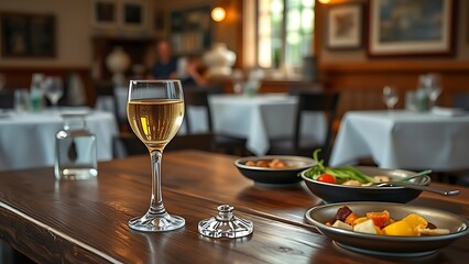 ouzo. Traditional Greek taverna setting with ouzo glass and meze on wooden table. lifestyle magazines, social media lookbooks, designed for influencer and brand collaborations, drives engagement.
