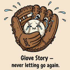 Glove Story Pun Funny Sports Mascot Graphic About Never Letting Go
