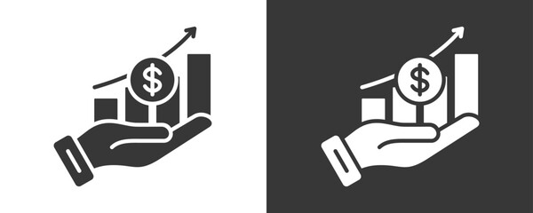 Profit Growth Icon Set Vector Collection Isolated In Black And White
