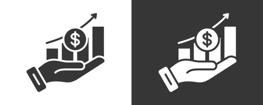 Profit Growth Icon Set Vector Collection Isolated In Black And White