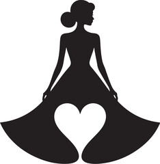 Silhouette of a woman in a flared dress with a heart cutout