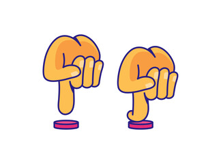 Two different hands pressing buttons with playful gesture variations cartoon vector illustration