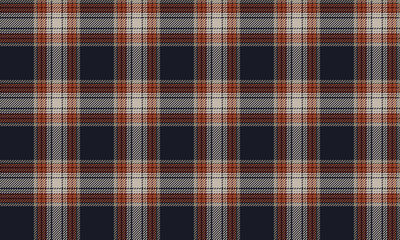 Obraz premium Seamless plaid pattern, navy blue, beige, orange, suitable for designing clothes, skirts, pants, dresses, shirts, adding a modern fashion charm.