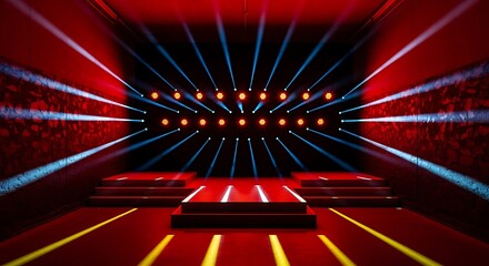 Illuminated stage setup with dynamic lighting for events and performances