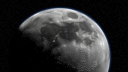 Moon surface with craters in space
