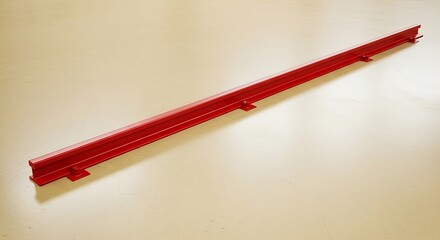 Isolated red steel beam offers structural support and geometric precision