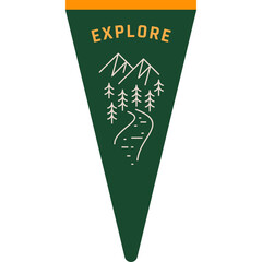 Modern retro outdoor adventure pennant flag illustration