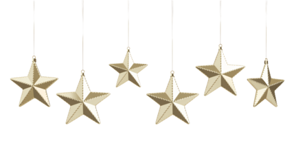 Elegant gold stars hanging create a festive holiday celebration