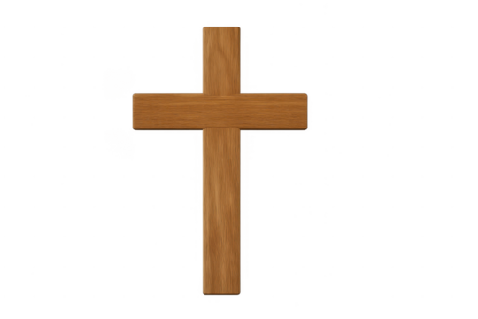 Wooden christian cross religious symbol transparent background