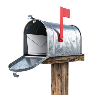 Mailbox's Delivery: The classic mailbox stands ready, a symbol of communication, holding a letter, its flag signaling the arrival of mail. A timeless image of connection.