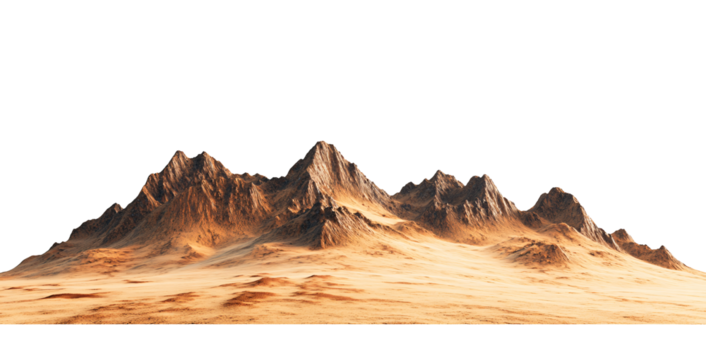 Rugged mountain range bathed in warm golden hour light
