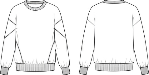 Here is a title and a comprehensive list of keywords for the provided technical fashion illustration (CAD drawing)