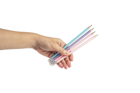 Pencil in hand on transparent background