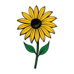 Fototapeta premium Black eyed susan flower botanical line art vector for natural design projects