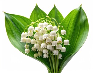 Fototapeta premium Lily of the valley bouquet with green leaves