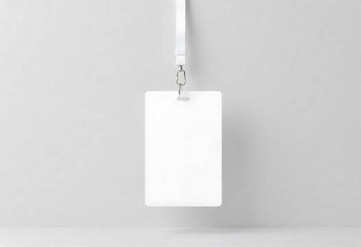 Minimalist ID card mockup featuring a clean lanyard and modern badge design on a soft light background, ideal for branding presentations, corporate identity visuals, and professional stationery. 